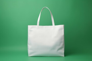 Wall Mural - Mockup shopper tote bag handbag on isolated light green background