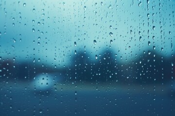 Poster - Raindrops on a glass window. Perfect for adding a touch of nature and tranquility to your designs.