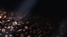 Coffee Beans On A Dark Background. AI