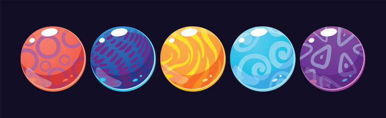 Poster - Colorful Bubbles and Ball as Glossy Round Element Vector Set