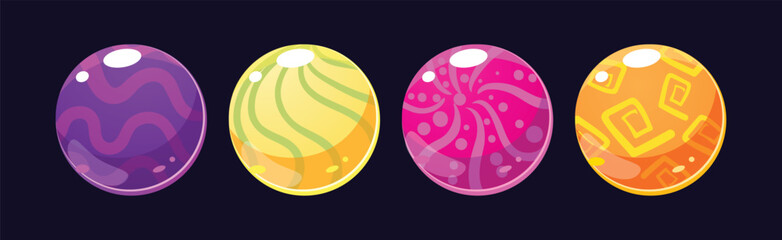 Poster - Colorful Bubbles and Ball as Glossy Round Element Vector Set