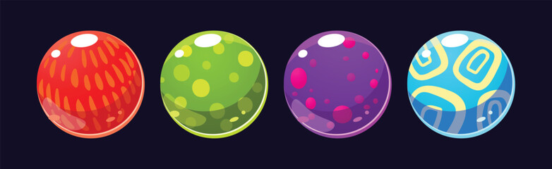 Poster - Colorful Bubbles and Ball as Glossy Round Element Vector Set