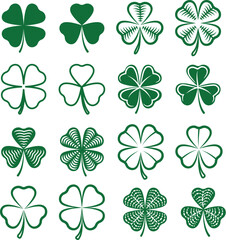 Wall Mural - shamrock leaves icon set