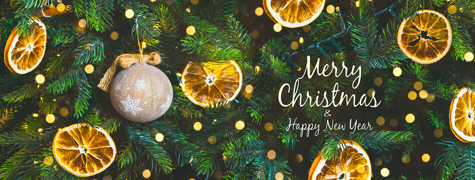 Merry Christmas and Happy New Year greeting card.
