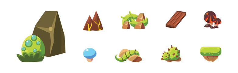 Poster - Nature Game Landscape Object and Elements Vector Set
