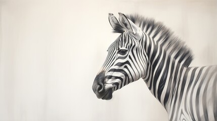 Poster -  a black and white photo of a zebra's head.  generative ai