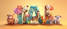 Letter Learning Concept With Cute And Cute Cartoon Animals