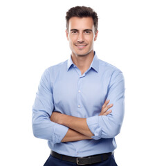 Wall Mural - Handsome business man in blue shirt isolated