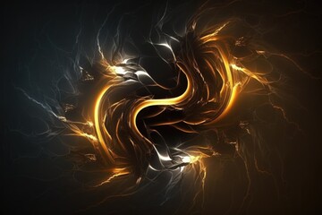 Poster - Abstract background of a combination of smooth swirling fire and lightning