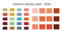Fashionable Color Palette 2024. Forecast Of Trendy Colors For 2024, Fashionable Colors Of The Season. Vector Design Illustration