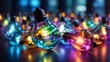 © FarukPhotography - Vibrant Array of Multicolored Light Bulbs on Transparent Glass.