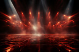 Fototapeta  - Backdrop With Illumination Of Red Spotlights For Flyers realistic image ultra hd high design