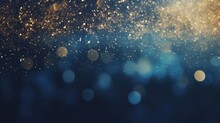 Background Of Abstract Glitter Lights Blue Gold And Black Banner