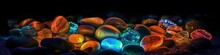 Illustration, Colored Luminescent Stones On The Beach, Website Headers