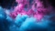 A blue and pink cloud filled with smoke