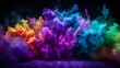 A colorful cloud of smoke on a black background