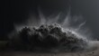 A black and white photo of a cloud of dust