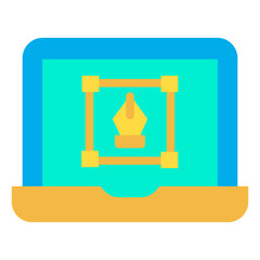 Sticker - Flat Laptop pen tool icon