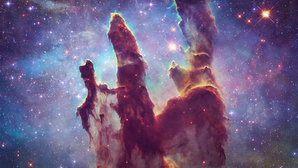 Poster - Nebula is deep space. Galaxy in outer bright space. Stars in space. Astronomy and Universe research. Elements of this image furnished by NASA