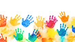 © olegganko - Colorful handprints on white background