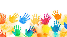 Colorful Handprints On White Background