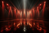 Fototapeta Przestrzenne - Backdrop With Illumination Of Red Spotlights For Flyers realistic image ultra hd high design	