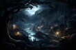 A breathtaking nocturnal landscape combining elements of nature and imagination. Generative AI