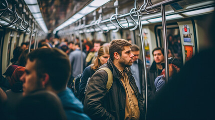 people on public transport on the way to or from work