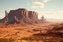 Beautiful Mountain In The Southwestern Part Of Westworld With A Stunning View, Set Against A Desert Backdrop, And Popular Among Outdoor Enthusiasts. Generative AI
