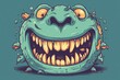 Happy monster with large grin and sharp teeth. Generative AI