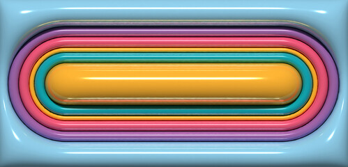 Poster - Multicolored inflated oval shapes on a blue background, 3D rendering illustration