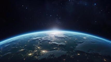 nightly planet earth in dark outer space