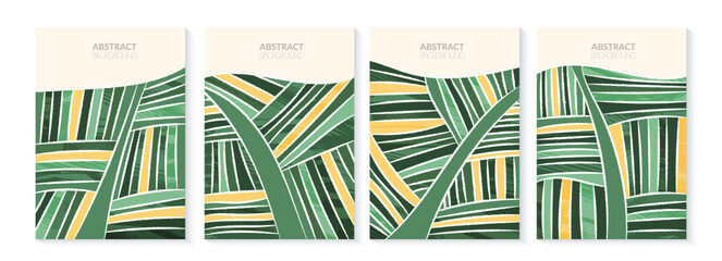 Wall Mural - abstract agriculture field or farm card background. vineyard valley collage pattern, spring countrys