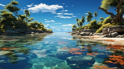 Wall Mural - Amazing landscape inspired by Florida Keys - fictional landmark illustration