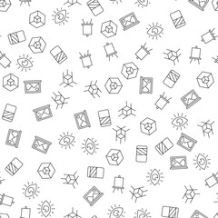 Poster - Eye, Eraser, Cube in Corner Vector Seamless Pattern for websites, wrapping, printing backgrounds and other purposes