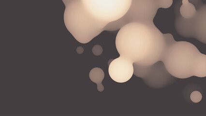 Aufkleber - Abstract 3d fluid metaball shape with beige balls. Synthwave liquid pastel organic droplets with gradient color.