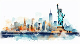 Fototapeta  - new York watercolor style. travel. vacations. 