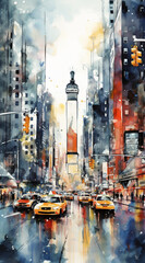 new York watercolor style. travel. vacations. 