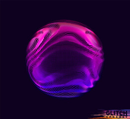 Poster - Corrupted violet point sphere. Abstract vector colorful mesh on dark background. Futuristic style card.