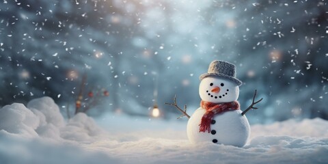  CHRISTMAS SNOWY WINTER SNOWMAN SNOWFLAKES FALLING BACKGROUND CINEMATIC
