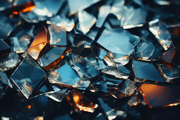 Wall Mural - a shattered glass windowpane reflecting fragmented images of the world outside, distorting reality i