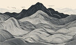 Abstract Mountain Wave Line Art Print. Vector Graphics of Contemporary Aesthetic, Featuring Majestic Mountain Scenes.