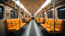 Interior Of A Subway Car With Seats. Generative AI