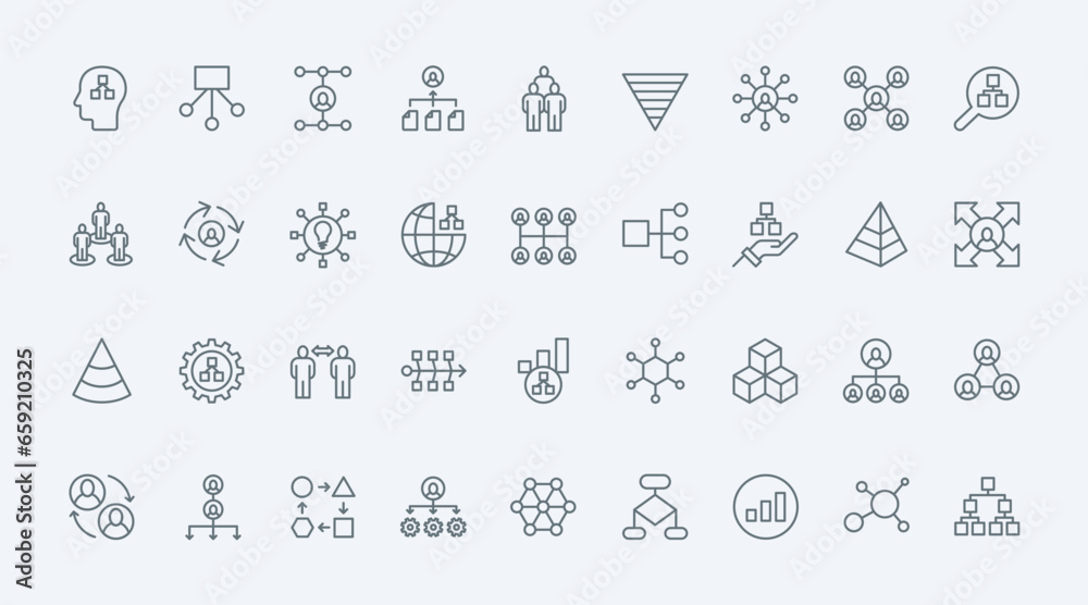 Chart organization thin line icons set vector illustration. Outline ...