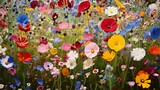 Fototapeta Do pokoju - A colorful field of blooming flowers