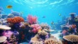 A vibrant and diverse coral reef teeming with life