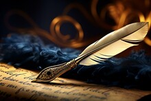 A Feather Quill Pen On A Blank Piece Of Paper