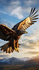 Poster - A majestic bird soaring through the sky with its wings outstretched