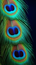 A Close-up Of Vibrant Peacock Feathers Against A Dramatic Dark Background