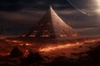 Mysterious alien stone pyramid. Ancient construction. Generate Ai